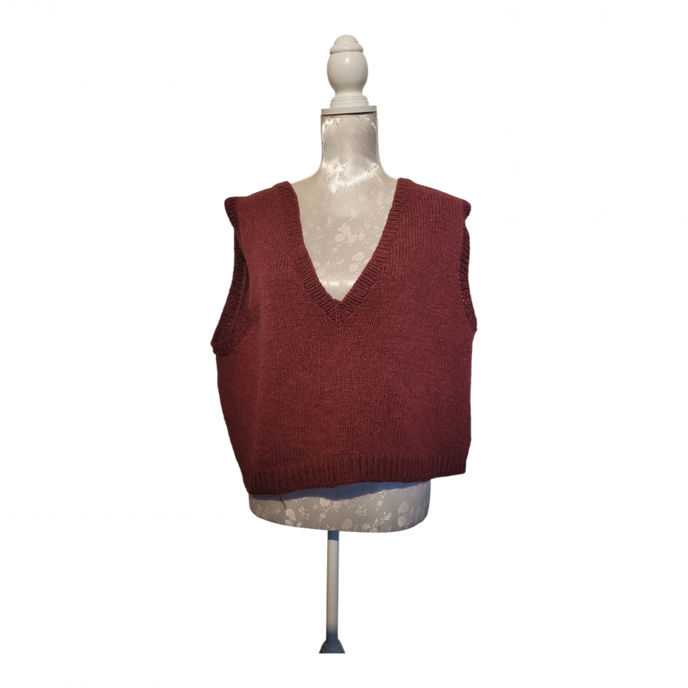 Strik vest i rustrød