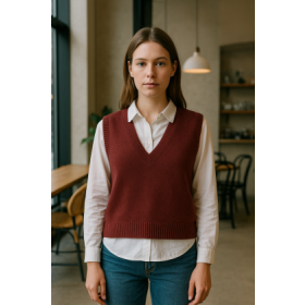 Strik vest i rustrød