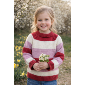 Sweater stribet, str. 5-6 år.