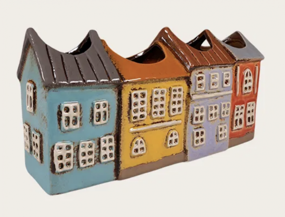Vase formet som 4 huse. PÅ LAGER 26.01.2026