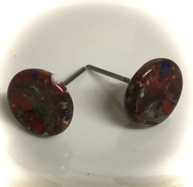 Osteknapper, flerfarvede, røde farver (5)