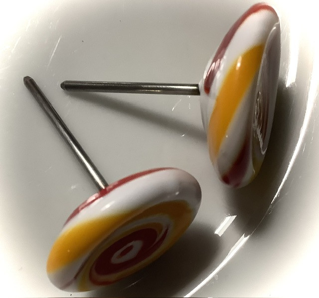 Osteknapper, flerfarvede, røde-gule farver(2)