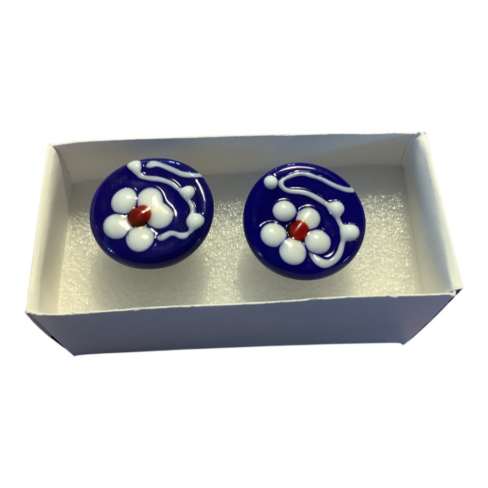 Osteknapper, blå m blomst