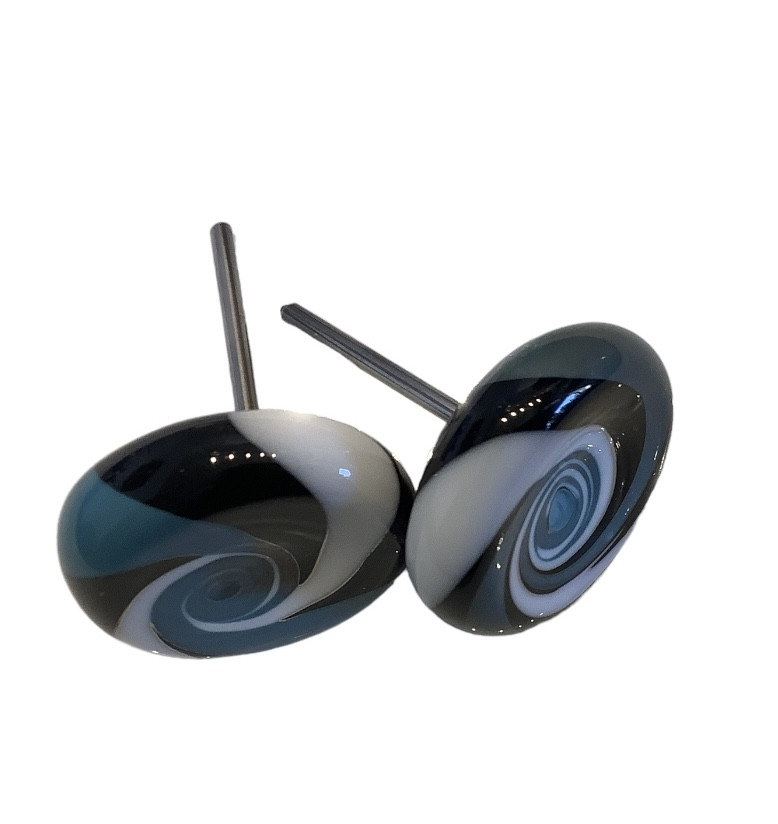 Osteknapper, spiral, tyrkis,sort