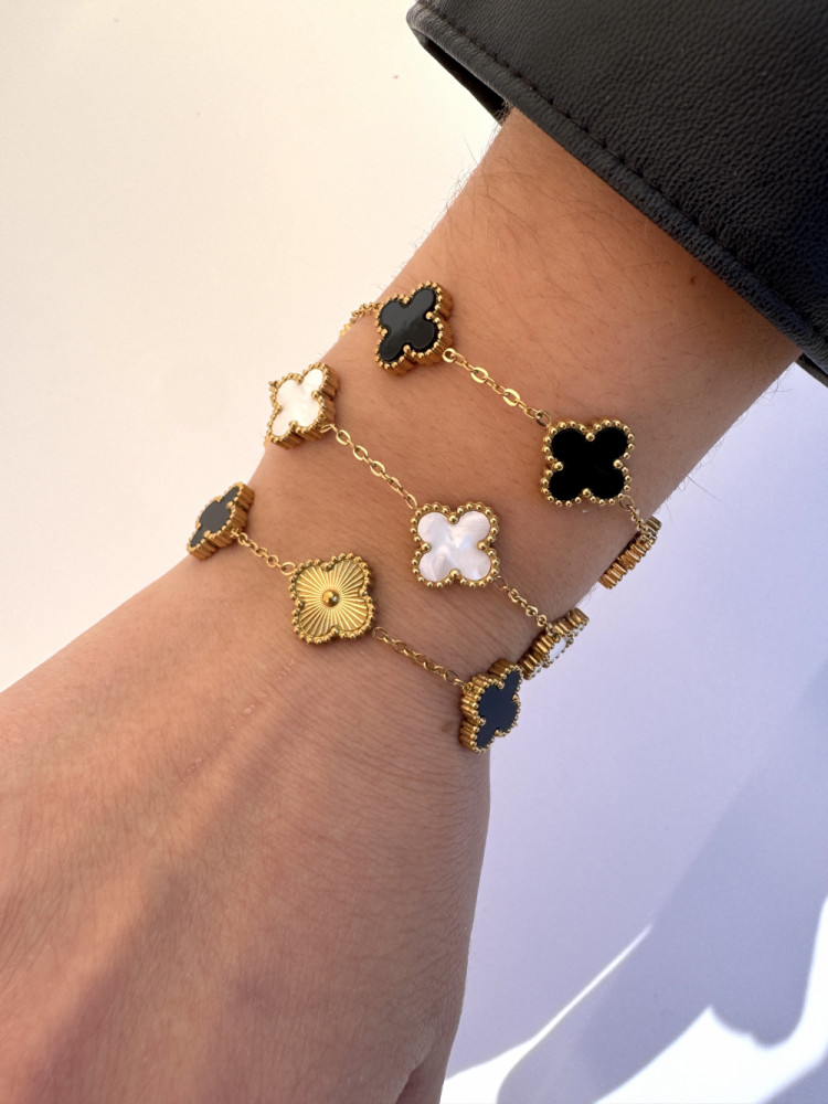 Kløverarmbånd sort 