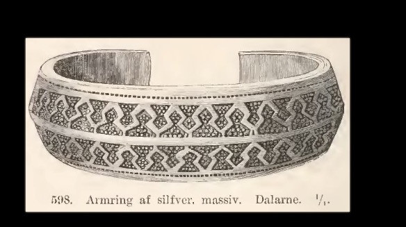 Armring viking i sølv, efter fund ved Dalanar i Sverige, 2cm