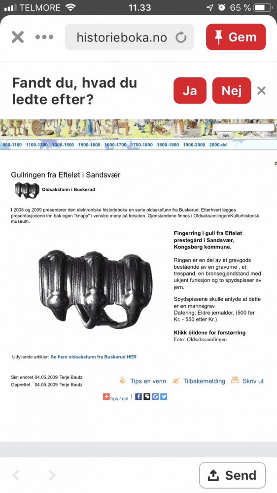 Vikinge fingerring fra Buskerud i Norge, bred