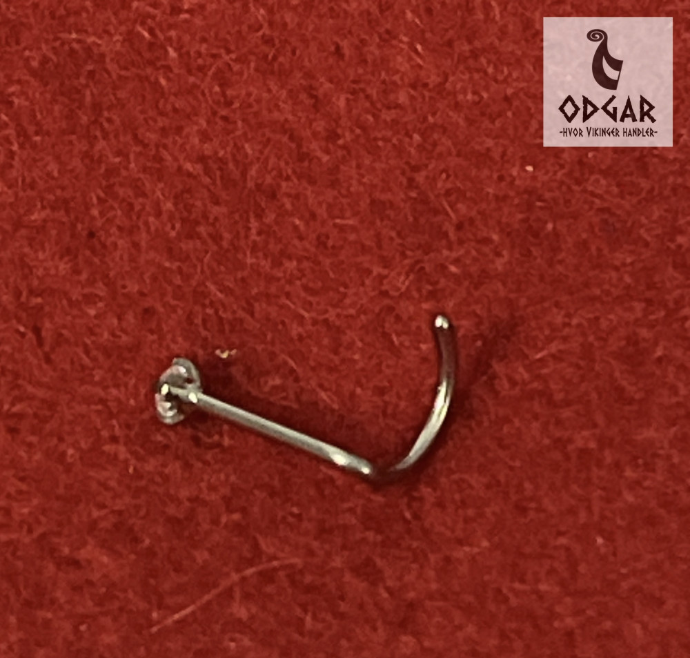 Næse stav, Næsepiercing med zirkon "hvid". stål.