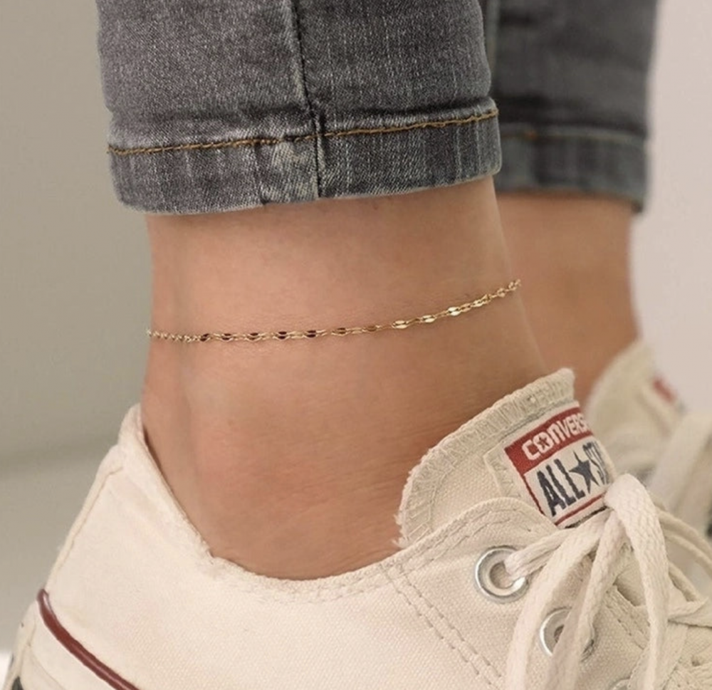 "NU TID" Ankelkæde - ankelkæde 20 + 3cm, 18k guld PVD