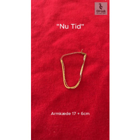 "NU TID" Armkæde, dobbelt 17+6 cm, 18k guld PVD