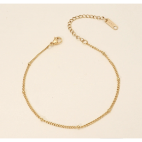 "NU TID" Armkæde tynd kæde med guld perler, 18k guld PVD