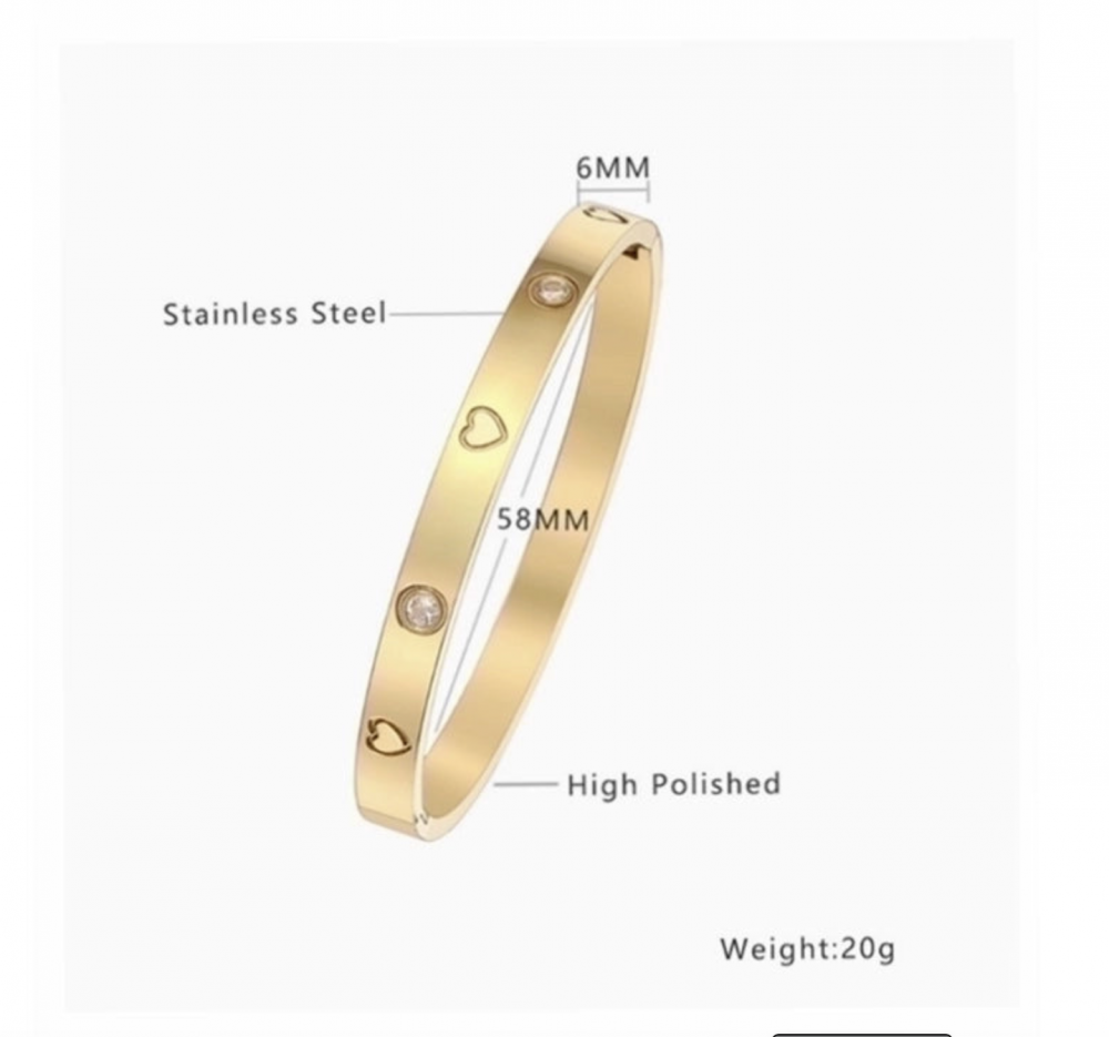 "NU TID" Armring zirkon belagt, 18k guld PVD