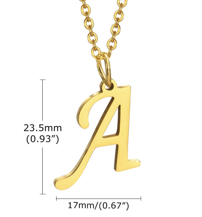 "NU TID" Bogstav med  Halskæde 18k guld PVD 