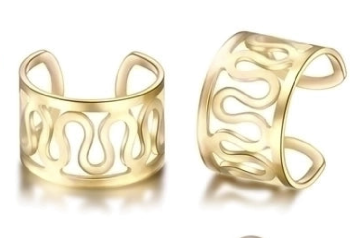 "NU TID" Ear cuff, øre cuff,  18k guld PVD