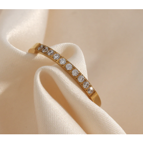 "NU TID" Fingerring med enkelte zirkon sten 18k guld PVD