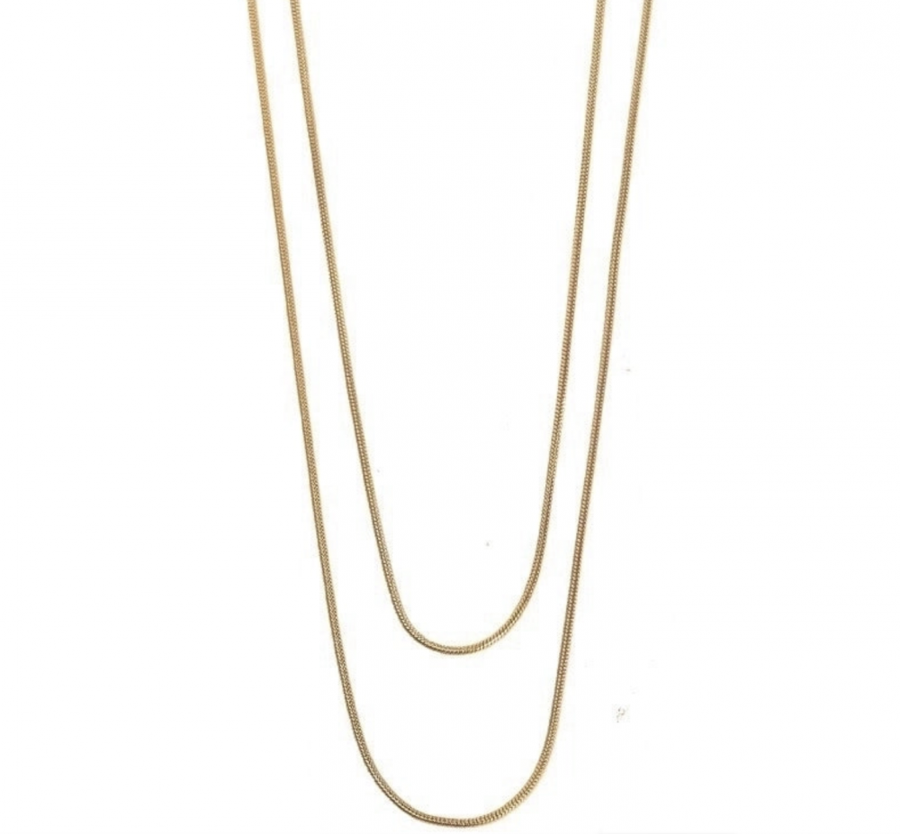 "NU TID" Halskæde 120cm lang 1,3mm kæde. 18k guld PVD 