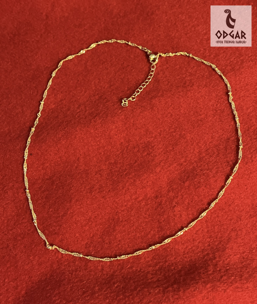 "NU TID" Halskæde 2,5mm enkel snoet kæde - 45cm. 18k guld PVD 