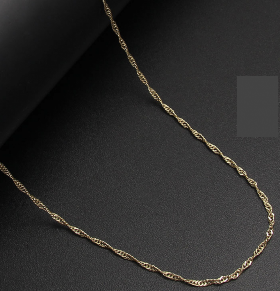 "NU TID" Halskæde 1,7mm eller 2,5mm enkel snoet kæde - 45cm. 18k guld PVD 