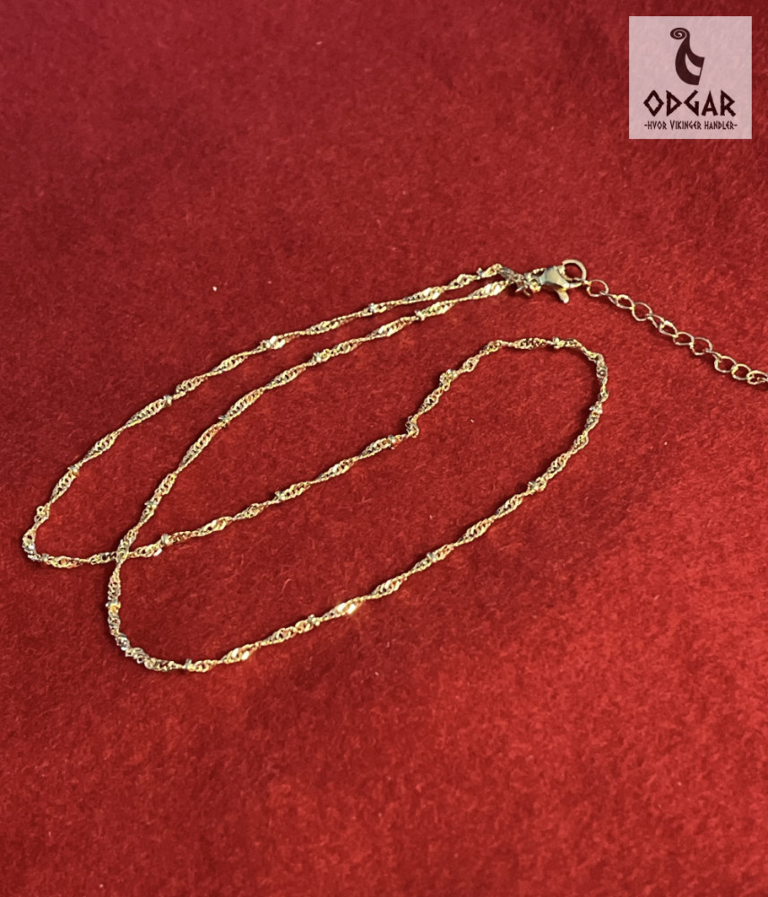 "NU TID" Halskæde 2,5mm enkel snoet kæde - 45cm. 18k guld PVD 