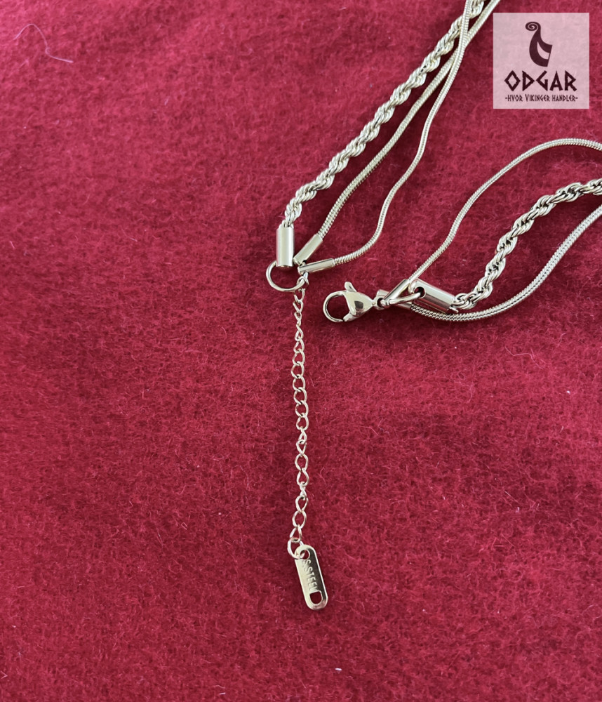 "NU TID" Halskæde 3-i-en kæde. 18k guld PVD 