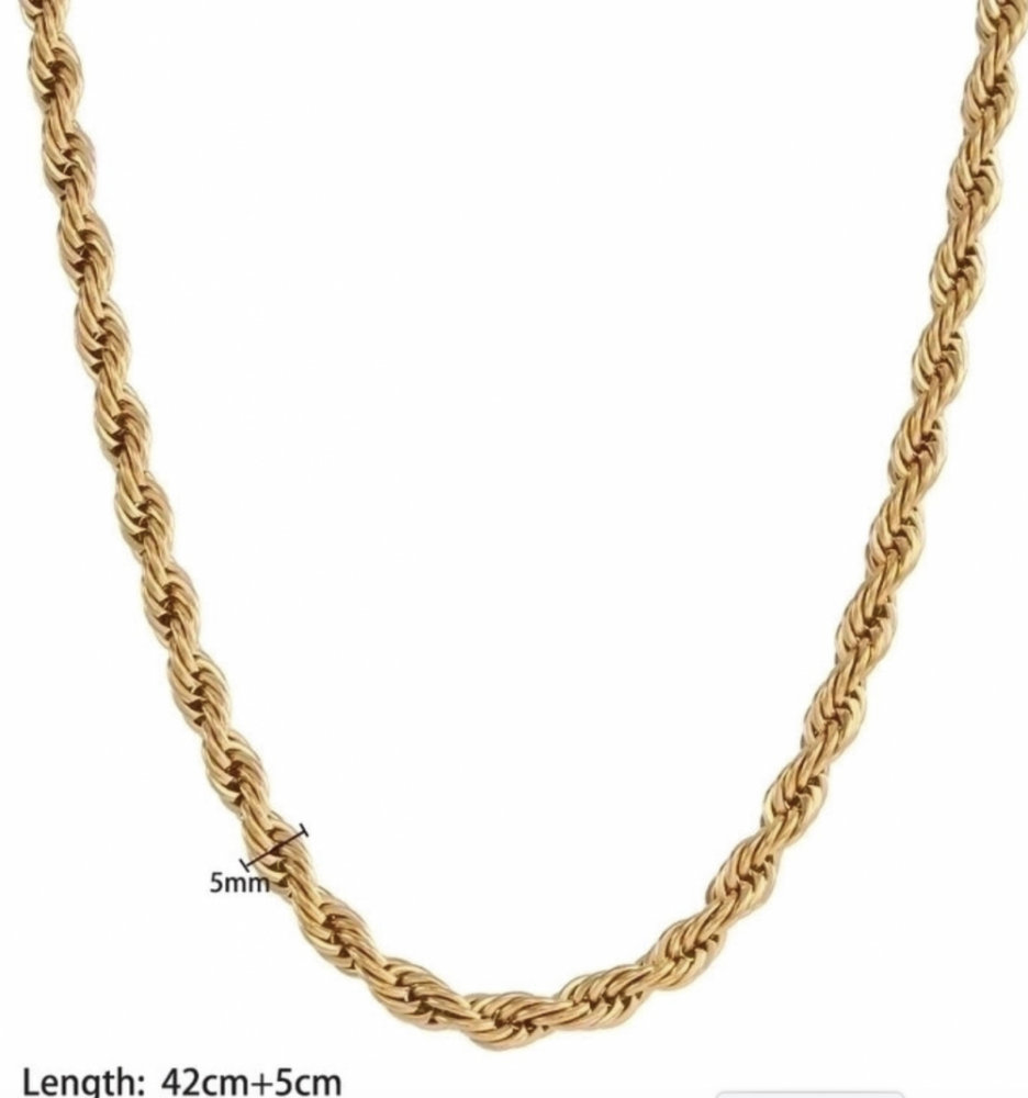 "NU TID" Halskæde 42+5cm snoet kæde. 18k guld PVD