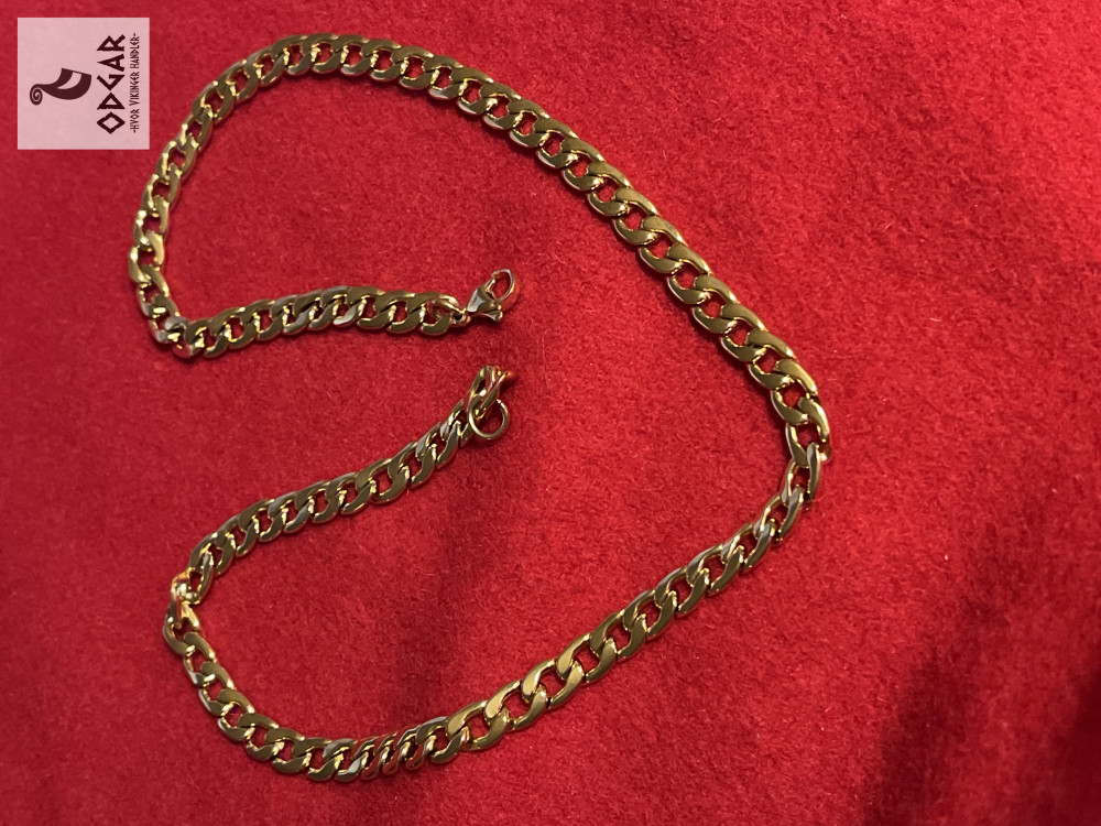 "NU TID" Halskæde 7mm 50cm herre kæde. 18k guld PVD 