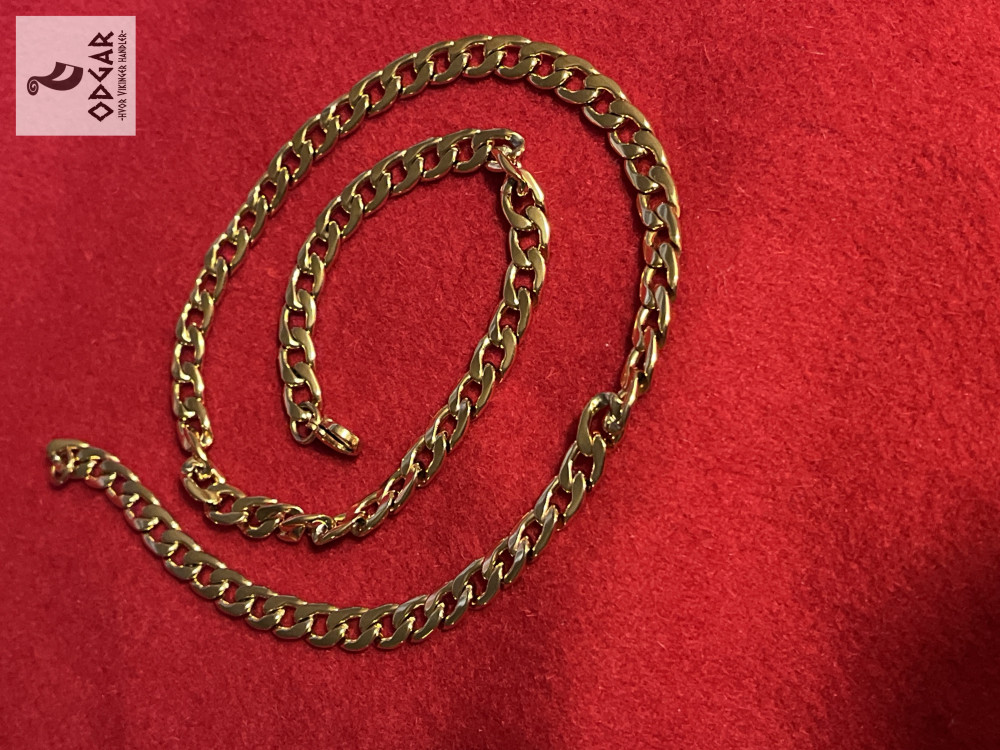 "NU TID" Halskæde 7mm 50cm herre kæde. 18k guld PVD 