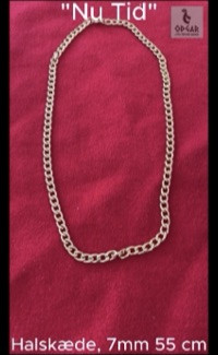 "NU TID" Halskæde 7mm 55cm herre kæde. 18k guld PVD 