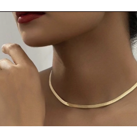 "NU TID" Halskæde flad 3.0mm 18k guld PVD