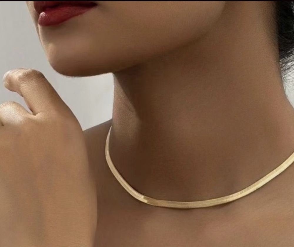 "NU TID" Halskæde flad 3.0mm 18k guld PVD