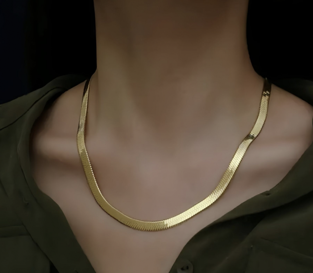 "NU TID" Halskæde flad 3.0mm 18k guld PVD