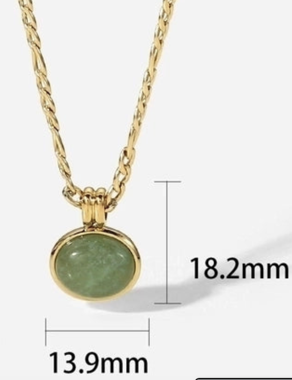 "NU TID" Halskæde med grøn Aventurin Jade 18k guld PVD 