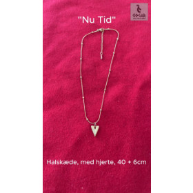 "NU TID" Halskæde med hjerte, 40 + 6cm. 18k guld PVD