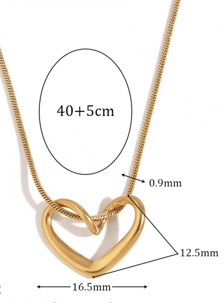 "NU TID" Halskæde med hjerte vedhæng 18k guld PVD