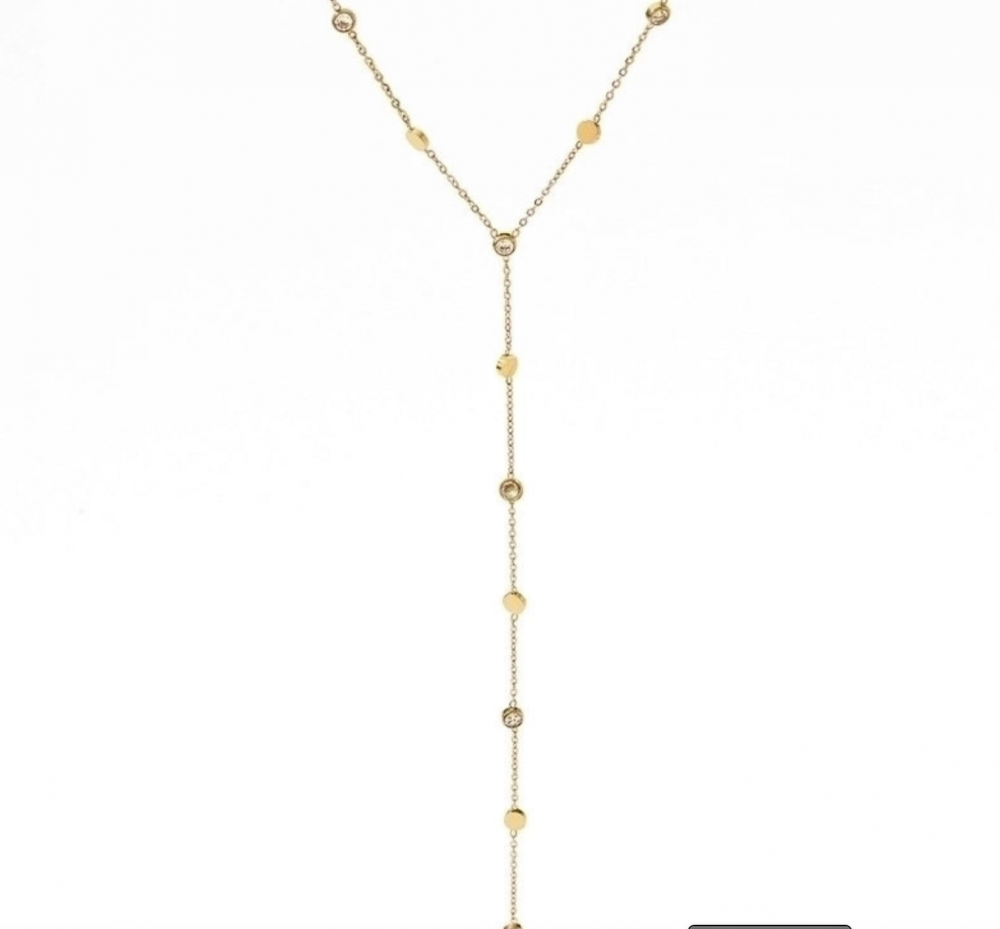 "NU TID" Halskæde med hvide zirkoner 18k guld PVD