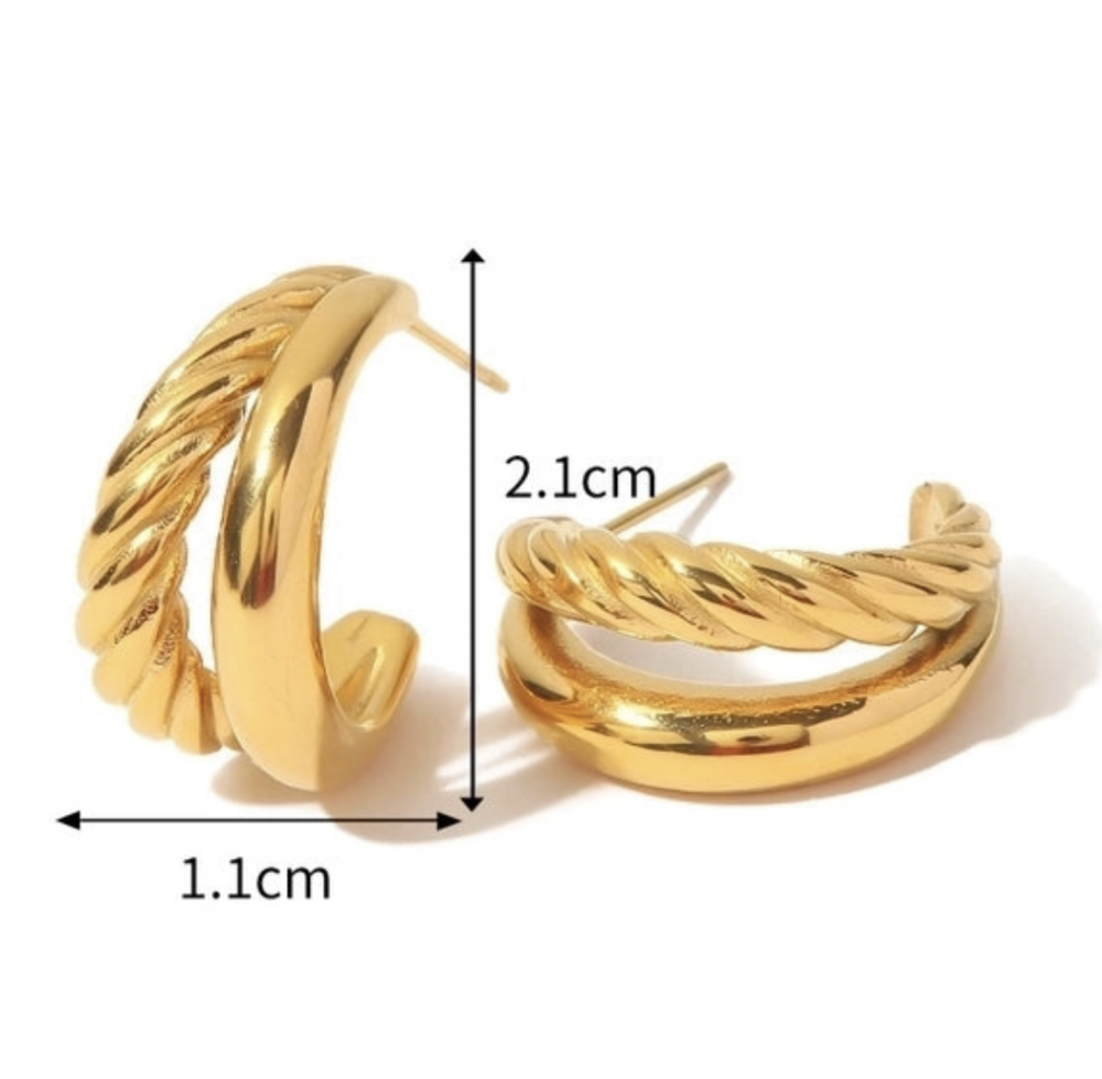 "NU TID" Halv Creol Ørehæng 21mm,  18k guld PVD