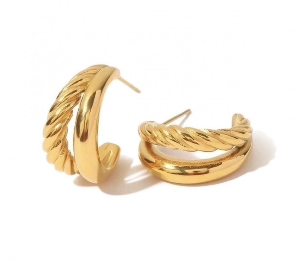 "NU TID" Halv Creol Ørehæng 21mm,  18k guld PVD