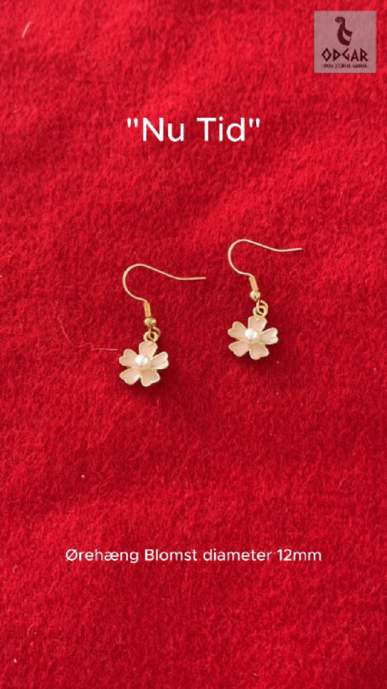"NU TID" Ørehæng blomst 12mm,  18k guld PVD