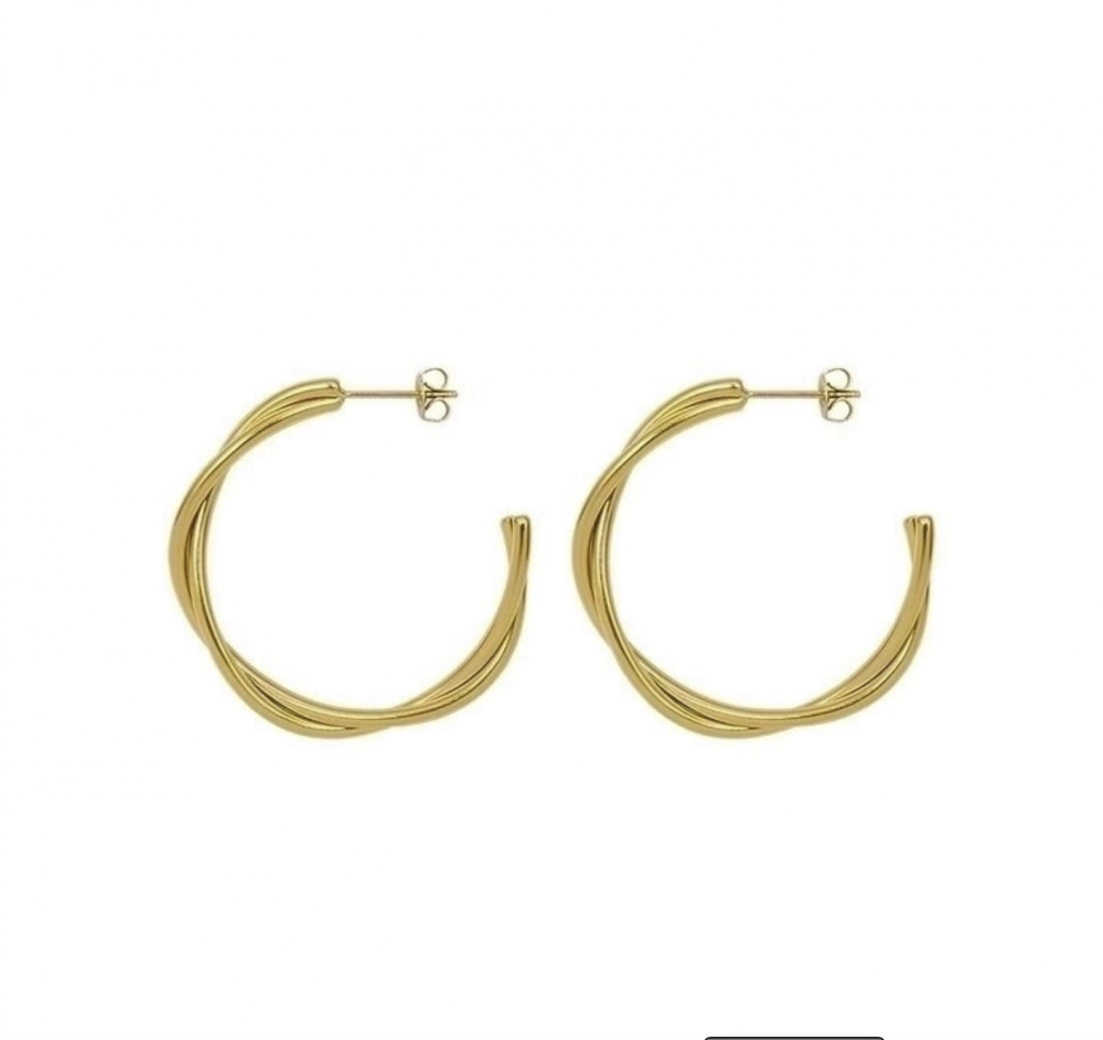 "NU TID" Creol Ørehæng C-form snoet, 18k guld PVD