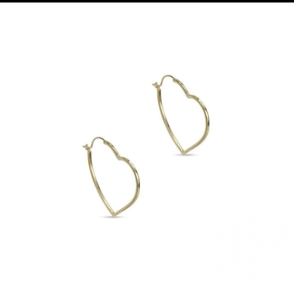 "NU TID" Ørehæng hjerteformet, stor 38mm 18k guld PVD