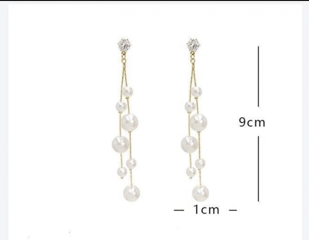 "NU TID" Ørehæng med perler 9cm  18k guld PVD