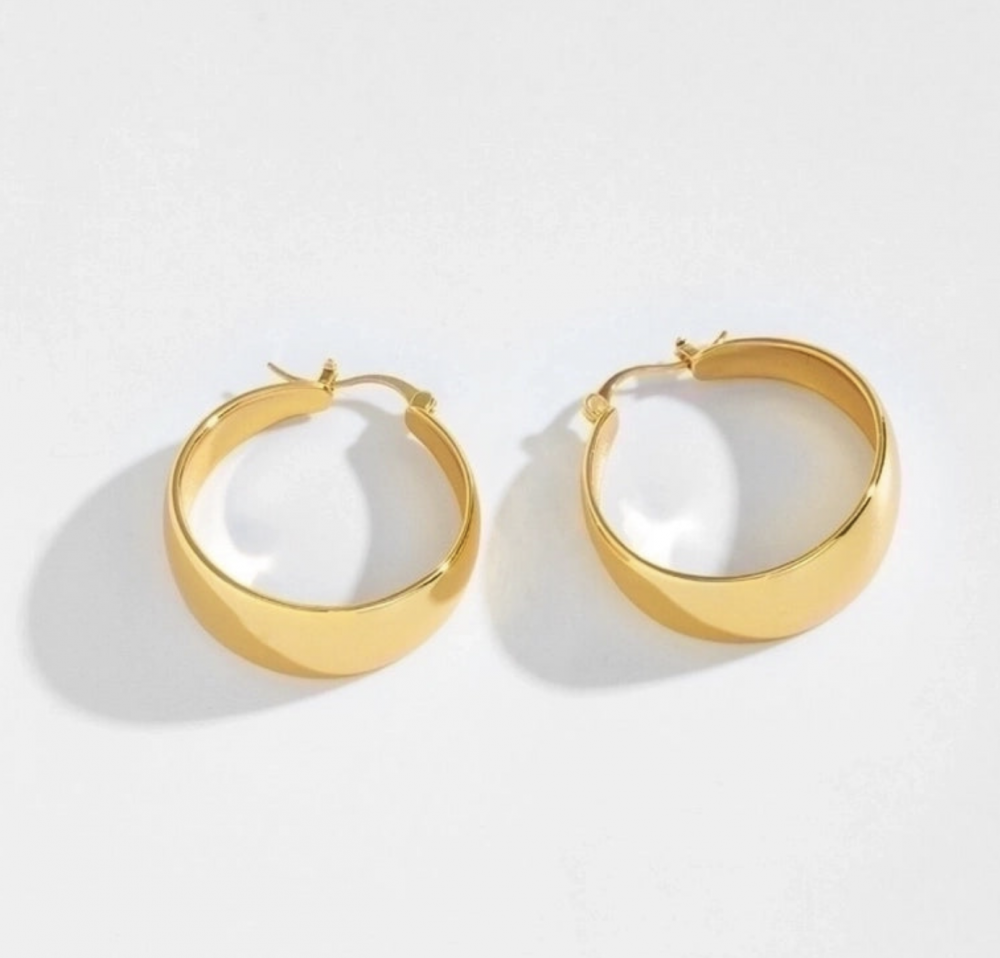 "NU TID" Creol Ørehæng rund 18k guld PVD