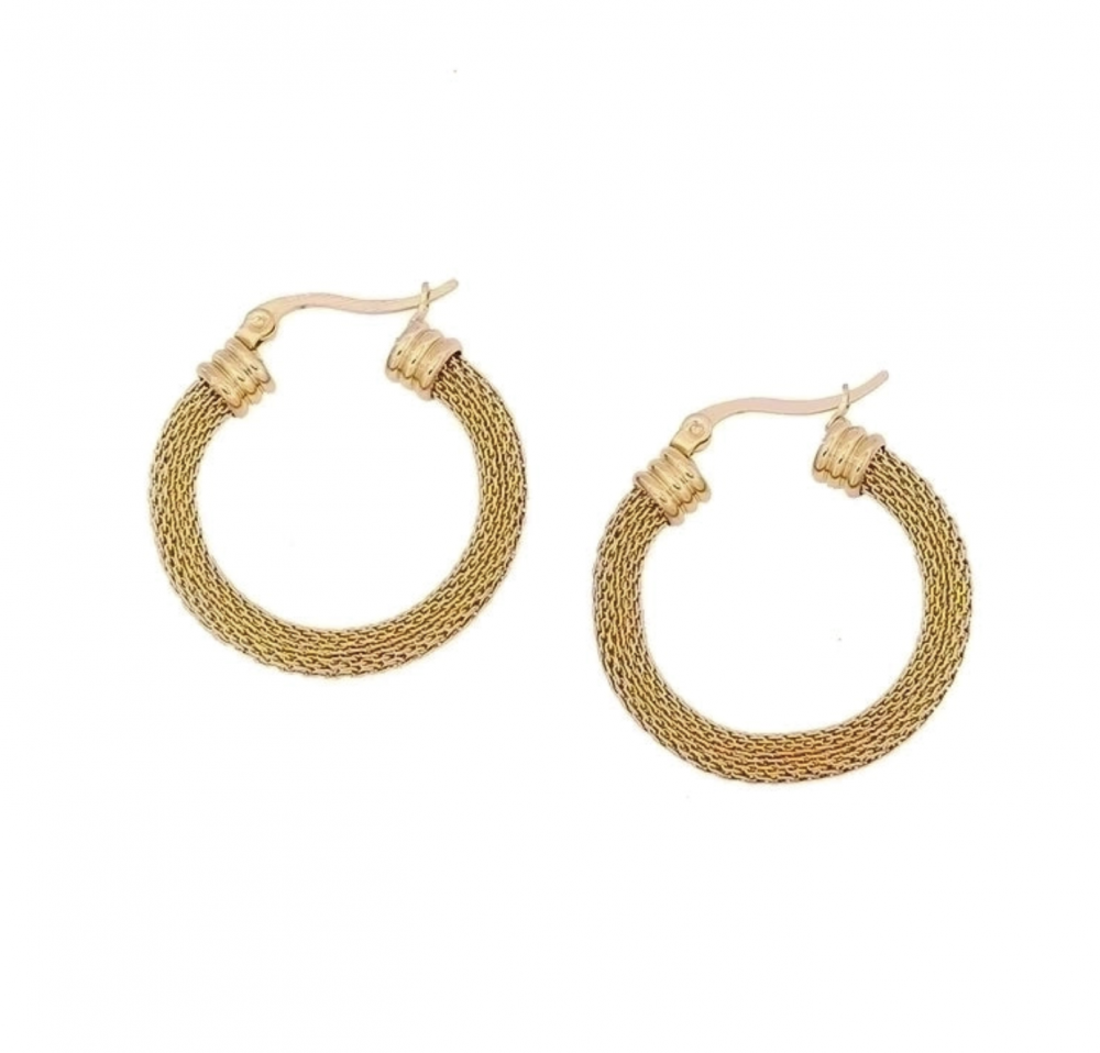 "NU TID" Creol Ørehæng rund, bøjle 18k guld PVD