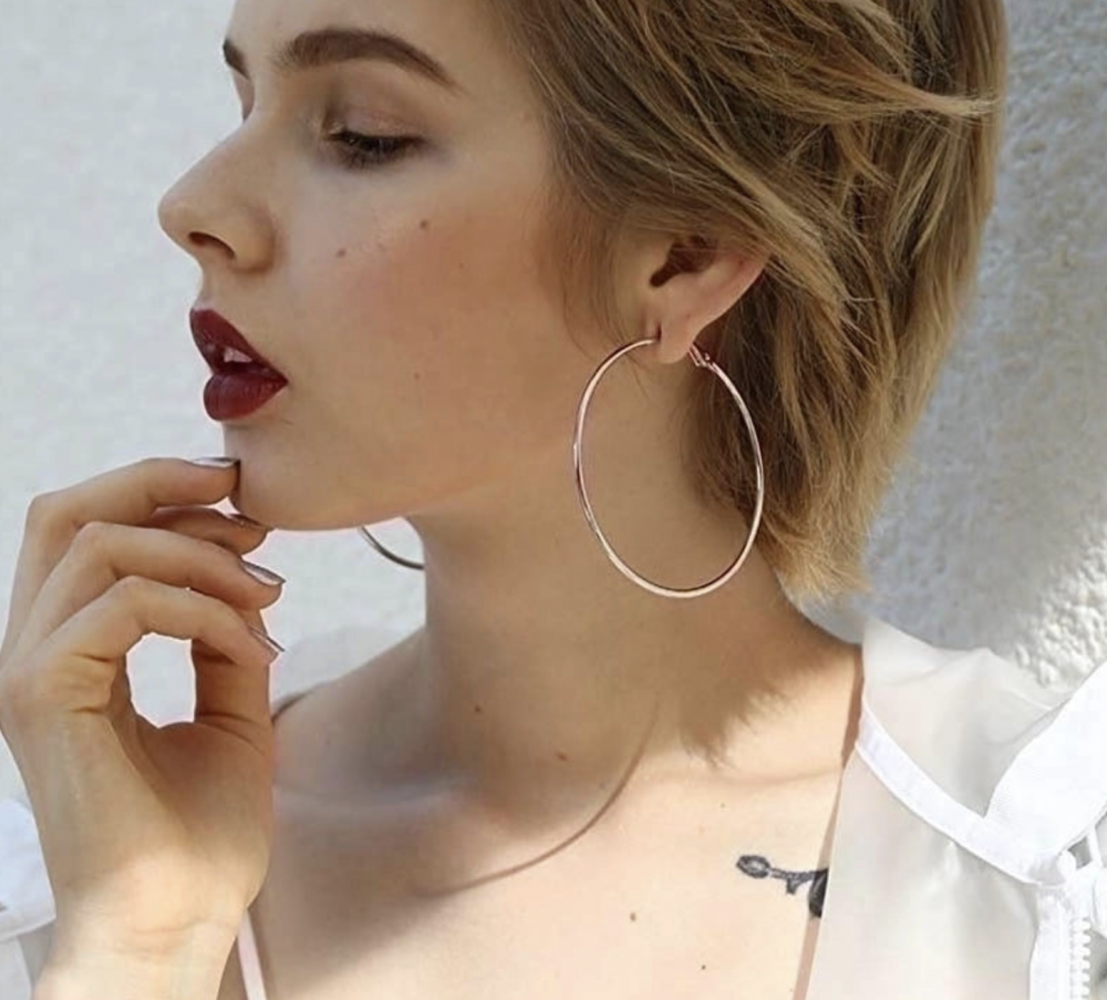 "NU TID" Creol Ørehæng rund, stor 80mm 18k guld PVD