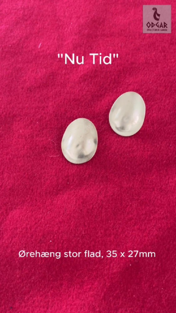"NU TID" Ørehæng stor flad, 35x27mm,  18k guld PVD