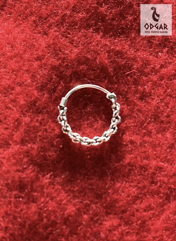 Ørering i sølv, flettet sølvtråd, ø14mm