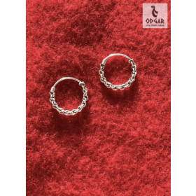 Ørering i sølv, flettet sølvtråd, ø14mm