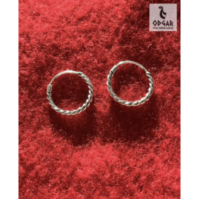 Ørering i sølv, snoet sølvtråd, ø14mm