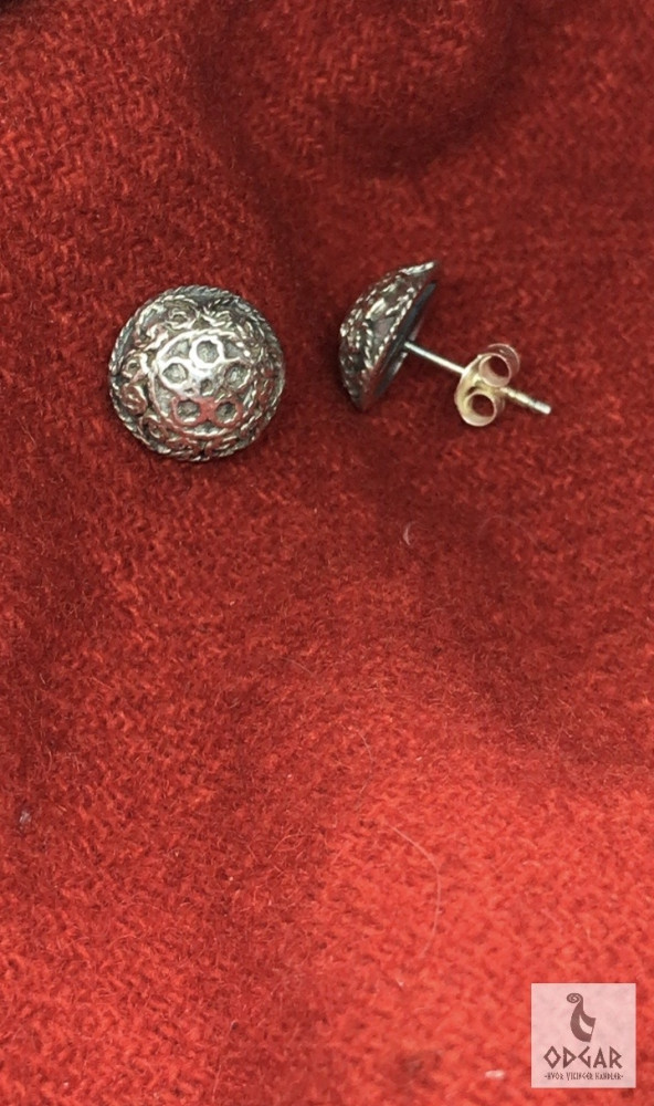 Ørestik Halvkugle med filigran i sølv