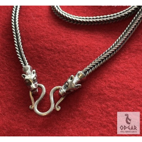 Sølvkæde 3x3,5mm 50cm eller 60cm med ulvehoved  